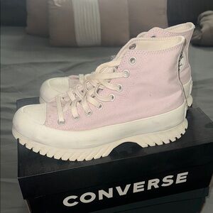 Converse Pink and White High-Top Sneakers